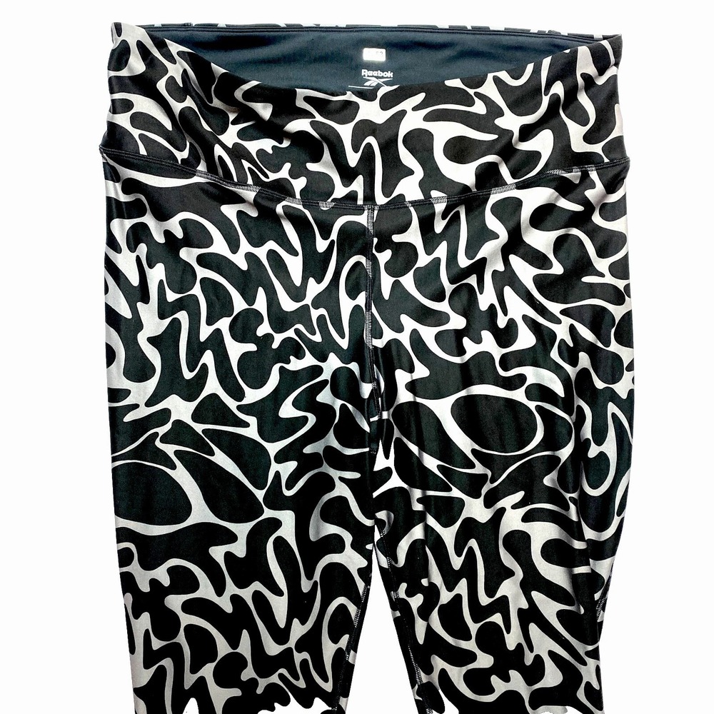 Reebok Leggings Womens 3X Black Activewear Camo Workout NWT